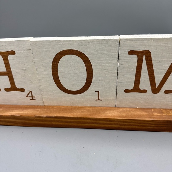 Wooden home decor scrabble tiles on stand - Picture 5 of 9